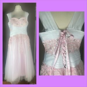 Pink Lace and Tulle Plus Size Corset Wedding Dress - 4X - Size 26-28